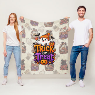 Cute Trick or Treat Geest Halloween Geweven Dekbed Fleece Deken