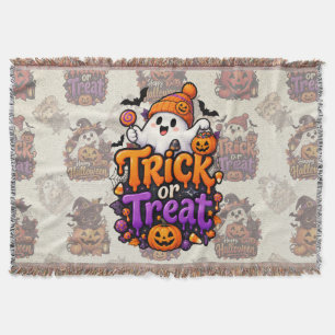 Cute Trick or Treat Geest Halloween Geweven Deken