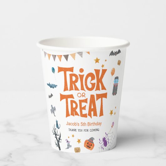 Cute Trick or treat Halloween 5e verjaardag Papieren Bekers (Achterkant)