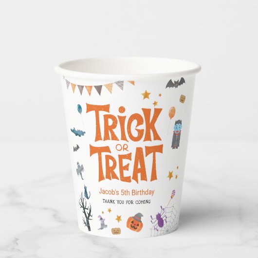 Cute Trick or treat Halloween 5e verjaardag Papieren Bekers (Voorkant)
