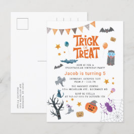 Cute Trick or treat Halloween 5e verjaardag Uitnodiging Briefkaart