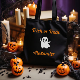 Cute Trick or treat Halloween Ghost Name Tote Bag