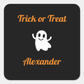 Cute Trick or treat Halloween Ghost Name Vierkante Sticker (Voorkant)
