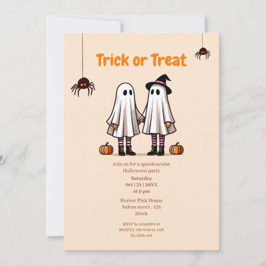 Cute Trick or treat Halloween Party Kaart (Voorkant)