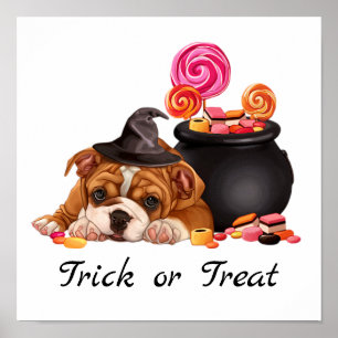 Cute Trick or treat Snoep Dog Halloween Poster