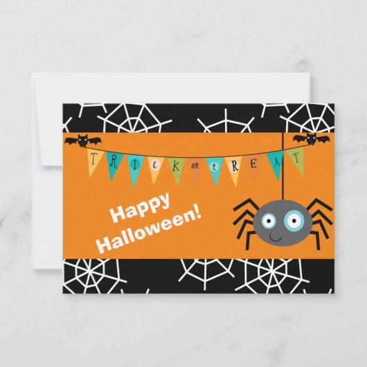 Cute Trick or treat Spider Halloween Flat Kaart (Voorkant)