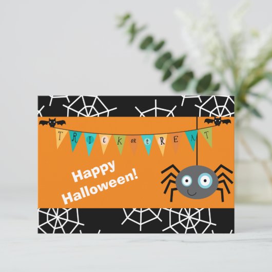 Cute Trick or treat Spider Halloween Flat Kaart (Staand voorkant)