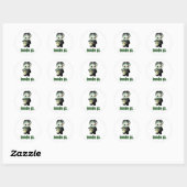 Cute Trick-or-Treating Zombie - "brain plz" Ronde Sticker (Vel)