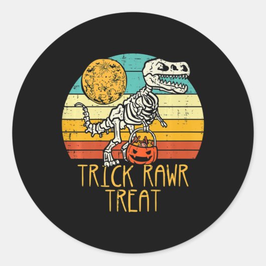 Cute Trick Rawr Treat Skeleton Trex Toddler Boys H Ronde Sticker (Voorkant)