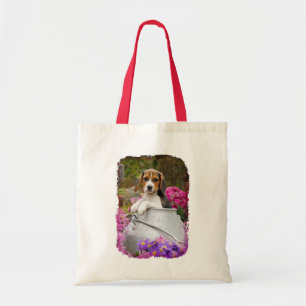 Cute Tricolor Beagle Dog Puppy Milk Churn - katoen Tote Bag