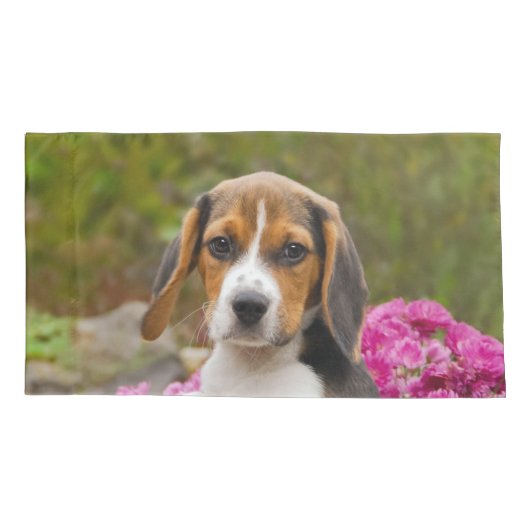 Cute Tricolor Beagle Dog Puppy Photo - Pillowcover Kussensloop (Achterkant)