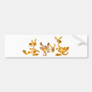 Cute Trio van Cartoon Kangaroos Bumpersticker