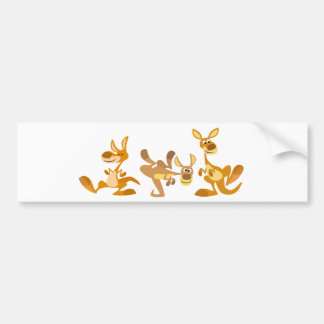 Cute Trio van Cartoon Kangaroos Bumpersticker