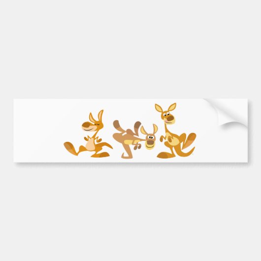 Cute Trio van Cartoon Kangaroos Bumpersticker (Voorkant)