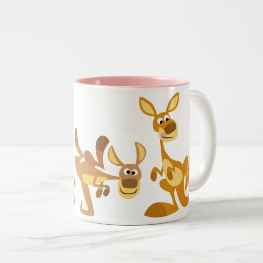 Cute Trio van Cartoon Kangaroos Mok (Voorkant rechts)