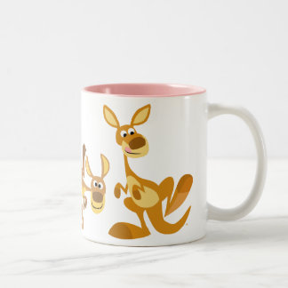 Cute Trio van Cartoon Kangaroos Mok