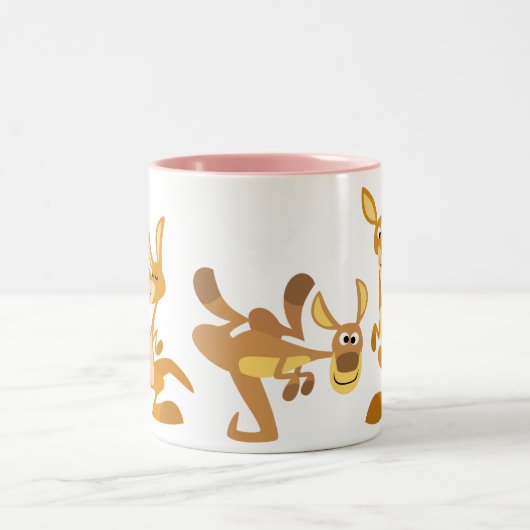 Cute Trio van Cartoon Kangaroos Mok (Center)