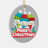 Cute Trio van Snowmen Holiday Keepomwille Keramisch Ornament (Rechts)