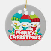 Cute Trio van Snowmen Holiday Keepomwille Keramisch Ornament (Voorkant)