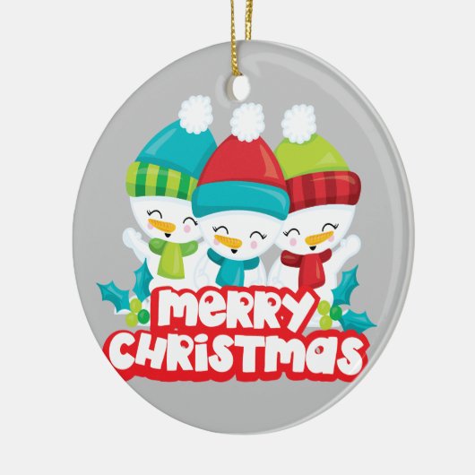 Cute Trio van Snowmen Holiday Keepomwille Keramisch Ornament (Links)