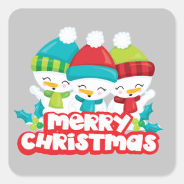 Cute Trio van Snowmen Holiday Vierkante Sticker