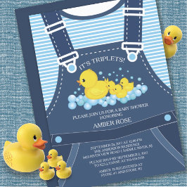 Cute TRIPLETS Ducks Baby shower Invitation Kaart
