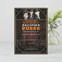 Cute Triplets Pacifier Posse Wild West Baby shower Kaart