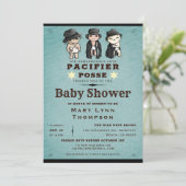 Cute Triplets Pacifier Westerne Baby shower Kaart (Staand voorkant)