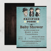 Cute Triplets Pacifier Westerne Baby shower Kaart (Voorkant / Achterkant)