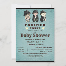 Cute Triplets Pacifier Westerne Baby shower