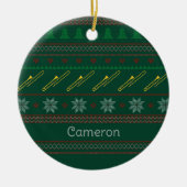 Cute Trombone Christmas Sweater Pattern Custom Keramisch Ornament (Voorkant)