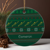 Cute Trombone Christmas Sweater Pattern Custom Keramisch Ornament