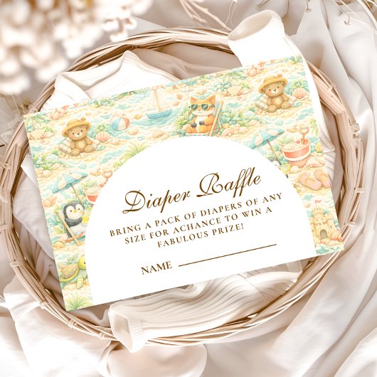 Cute Tropical Animal Party Diapper Raffle Informatiekaartje