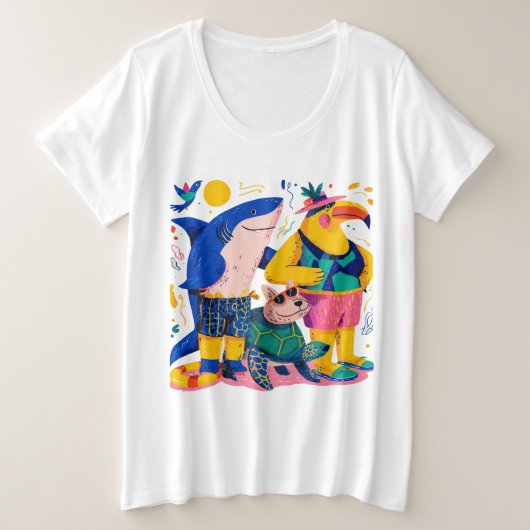 Cute Tropical Animals T-Shirt Gift (Design voorkant)