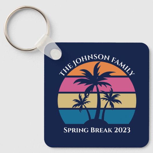 Cute Tropical Beach Custom Blue Beach Two Sided Sleutelhanger (Voorkant)