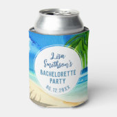 Cute Tropical Beach Waterverf Custom Bachelorette Blikjeskoeler (Blikje Voorkant)