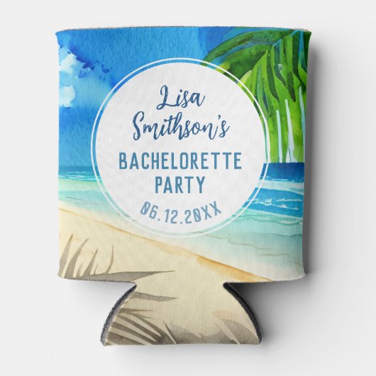 Cute Tropical Beach Waterverf Custom Bachelorette Blikjeskoeler (Voorkant)