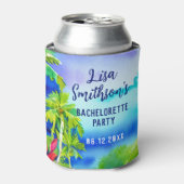 Cute Tropical Beach Waterverf Custom Bachelorette Blikjeskoeler (Blikje Voorkant)