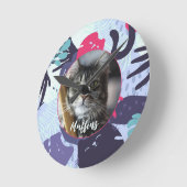 Cute tropical cat Patroon, aangepast cadeau voor g Ronde Klok (Hoek)