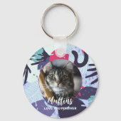 Cute tropical cat Patroon, aangepast cadeau voor g Sleutelhanger (Voorkant)
