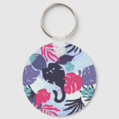 Cute tropical cat Patroon, aangepast cadeau voor g Sleutelhanger (Achterkant)