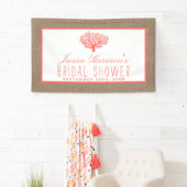 Cute Tropical Coral Beach Burlap Vrijgezellenfeest Spandoek (Insitu)