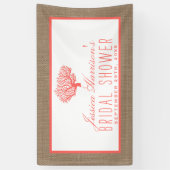 Cute Tropical Coral Beach Burlap Vrijgezellenfeest Spandoek (Verticaal)