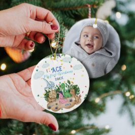 Cute Tropical Dinosaurs Baby Eerste Eerste Kerstke Keramisch Ornament