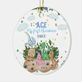 Cute Tropical Dinosaurs Baby Eerste Eerste Kerstke Keramisch Ornament (Links)