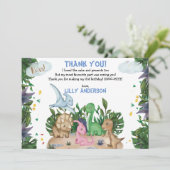 Cute Tropical Dinosaurs Oerwoud Greenery Birthday Bedankkaart (Staand voorkant)