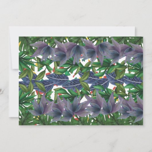 Cute Tropical Dinosaurs Oerwoud Greenery Birthday Bedankkaart (Achterkant)