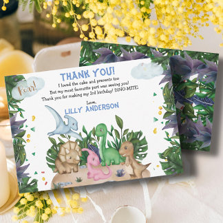 Cute Tropical Dinosaurs Oerwoud Greenery Birthday Bedankkaart