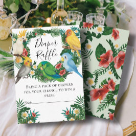 Cute Tropical Exotic baby Parrots Diaper Raffle en Informatiekaartje