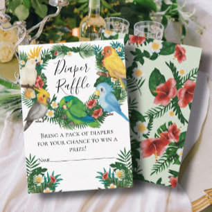 Cute Tropical Exotic baby Parrots Diaper Raffle en Informatiekaartje